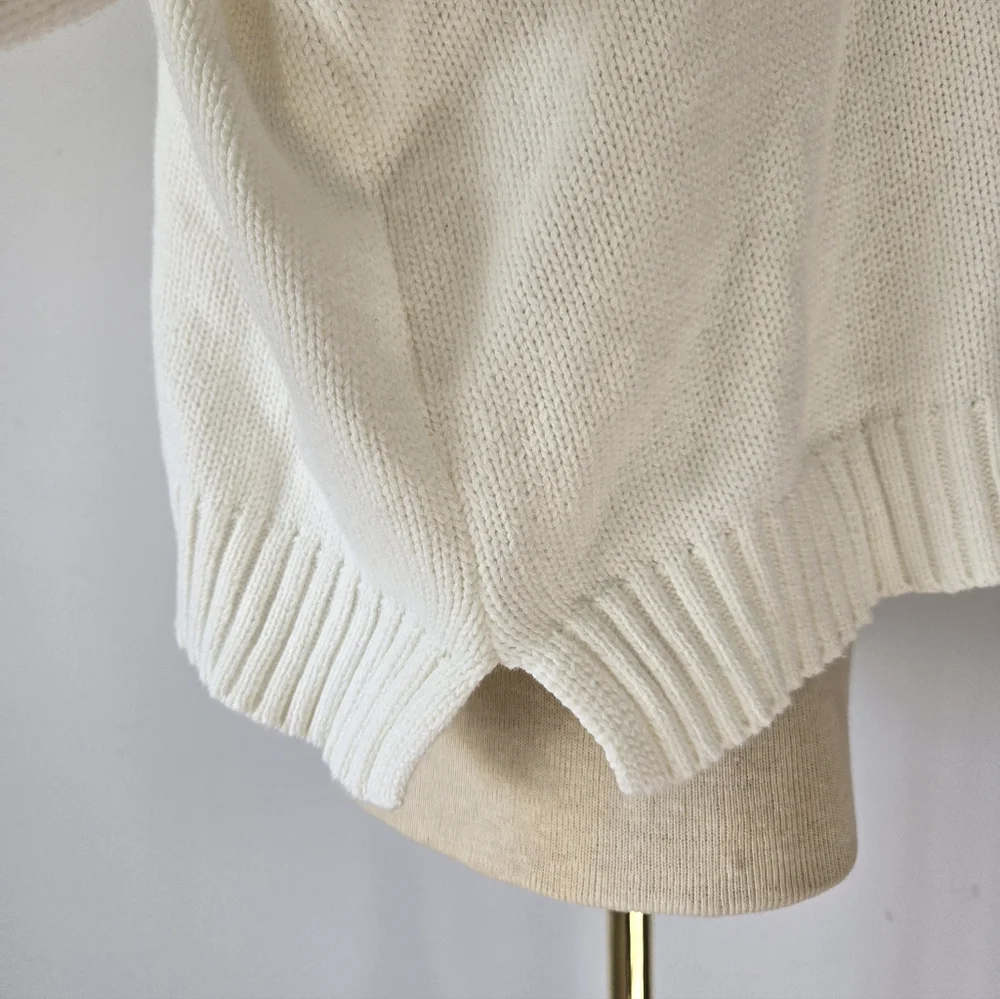 moon & madison Cream Knit Crop Sweater with Red Mushroom . Size Small - Picture 7 of 13